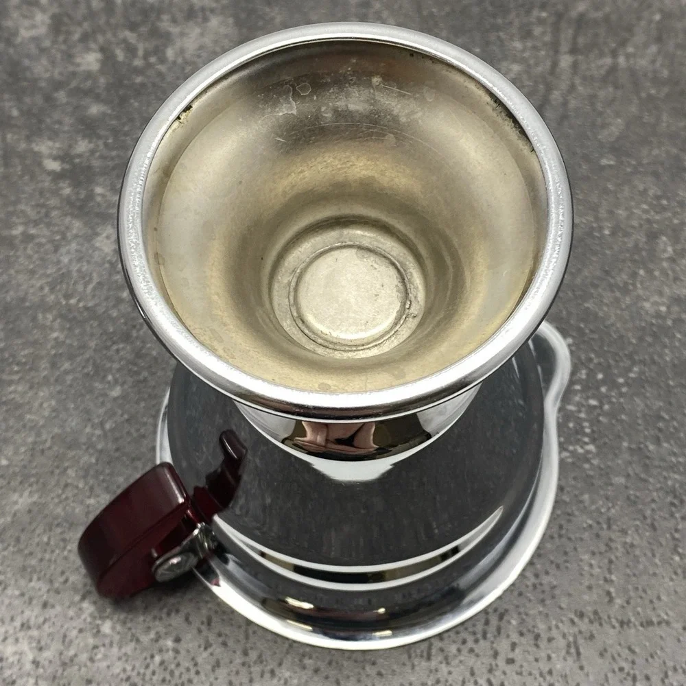 As‎ Is Vintage Art Deco Chrome Creamer & Sugar Cherry Red Bakelite Handles